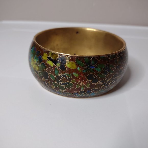 Pretty Multicolor Floral Large Vintage Bangle - Picture 11 of 16